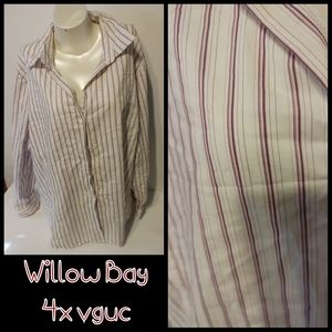 Plus size striped button up blouse
